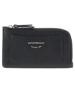 Emporio Armani Zip Leather Wallet - Black