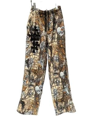 Chrome Hearts Printed Wide-Leg Casual Pants - White