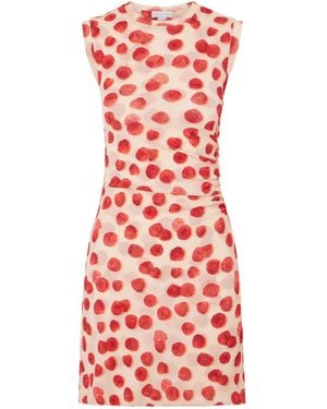 Stella McCartney Gathered Printed Mesh Mini Dress