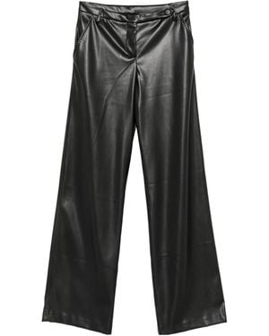 ERMANNO FIRENZE Wide-Leg Faux Leather Casual Pants - Gray