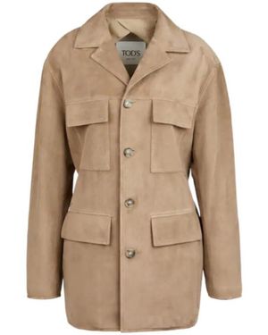 Tod's Pocket Leather Jacket - Natural
