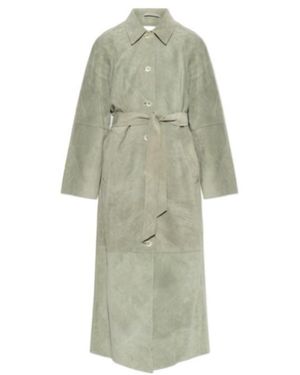 Samsøe & Samsøe Sarae Belted Suede Coat - White