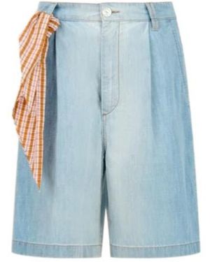 Marni Plaid-Tie Bermuda Shorts - Blue