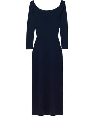 Gabriela Hearst Selwyn Off-The-Shoulder Wool And Cashmere-Blend Midi Dress - Blue