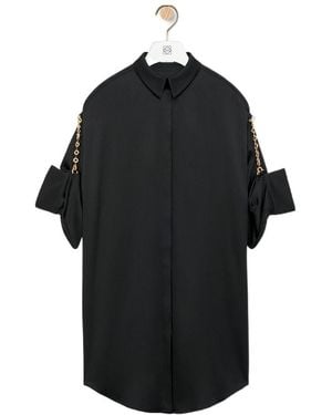 Loewe Short-Sleeved Midi Shirt Dress - Black
