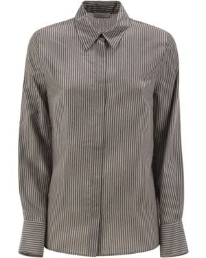 Peserico Striped Long-Sleeve Shirt - Gray