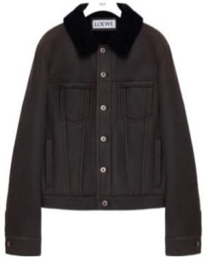 Loewe Button Shearling Trucker Jacket - Black