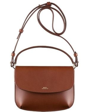 A.P.C. Logo Printed Sarah Mini Shoulder Bag - Brown