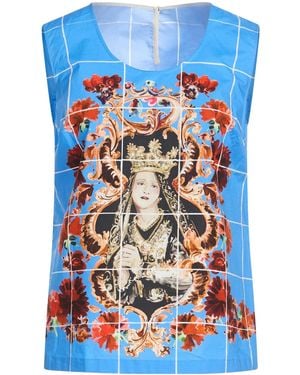 Dolce & Gabbana Multi-Colored Sleeveless Woven Top - Blue