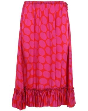 Dries Van Noten Samila Polka-Dot Midi Skirt - Pink