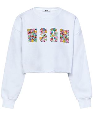 MSGM Logo Long-Sleeved Sweater - White