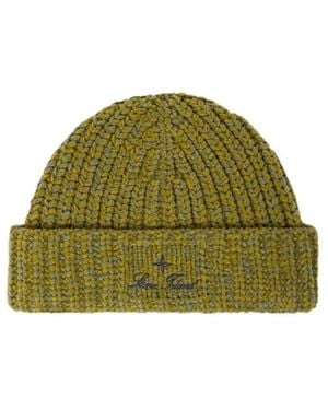 Stone Island Beanie With Archival Script Logo Embroidery - Green