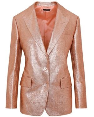 Tom Ford Single-Breasted Glitter Detailed Blazer - Pink