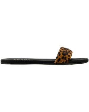 Prada Triangle-Logo Slip-On Sandals - Multicolour