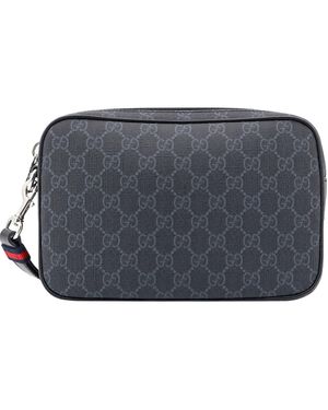 Gucci Gg All-Over Motif Zip Pouch - Grey