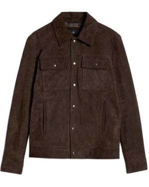 7 For All Mankind Suede-Finish Press-Stud Jacket - Brown