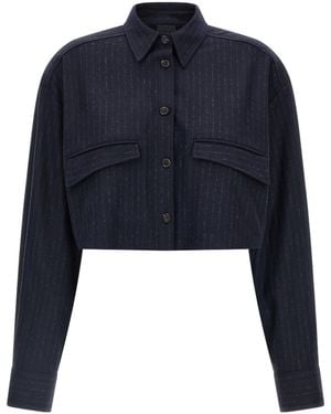 Pinko Pinstriped Cropped Shirt - Blue