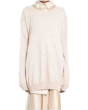 Ann Demeulemeester Helle Off-Shoulder Sweatshirt - Natural