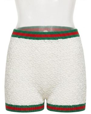 Gucci Lace And Cotton Short With Web Detail - White