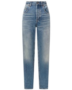 Saint Laurent High-Rise Straight-Leg Jeans - Blue