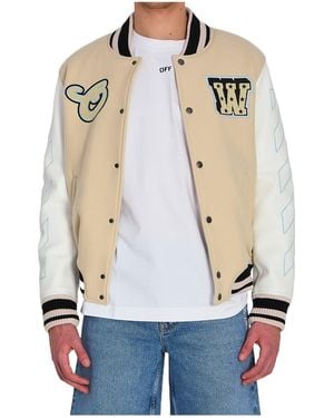 Off-White c/o Virgil Abloh Logo-Patch Bomber Jacket - Multicolour