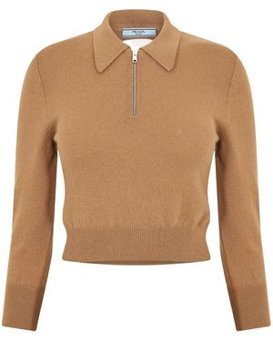 Prada Ribbed-Knit Jumper - Natural