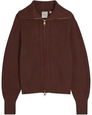 Varley Enrico Ribbed Knit Cardigan - Brown