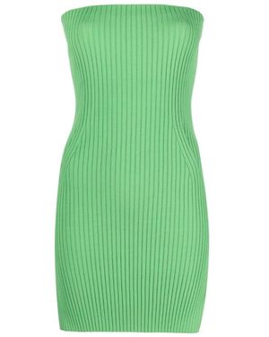 Nanushka Brynn Ribbed-Knit Strapless Top - Green