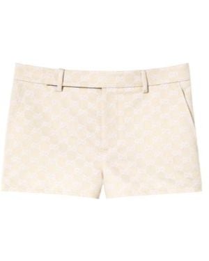 Gucci Gg Cotton Gabardine Shorts - Natural