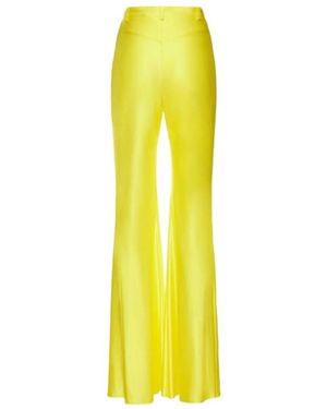 Alexandre Vauthier Shiny Jersey High-Rise Bell-Bottom Trousers - Yellow