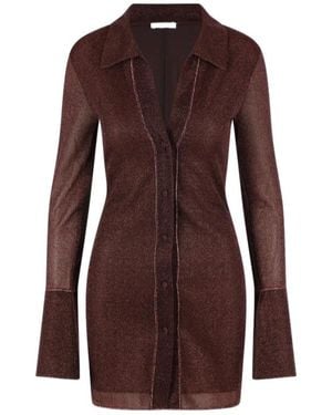 Oséree Long-Sleeve Mini Dress - Brown