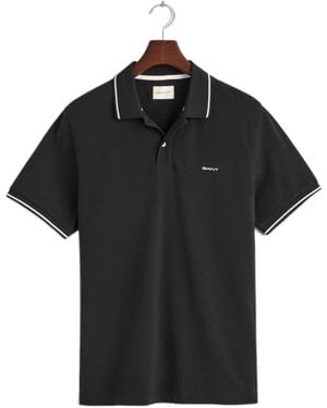 GANT Logo Short Sleeve Polo Shirt - Black