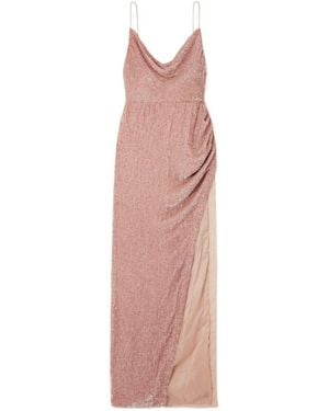retroféte Katya Draped Sequined Chiffon Gown - Pink
