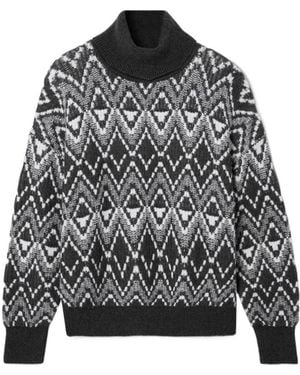 Varley Ida Fair Isle Knitted Turtleneck Jumper - Black