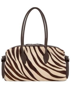 Yuzefi Brioche Duffle Zebra-Print Shoulder Bag - Metallic