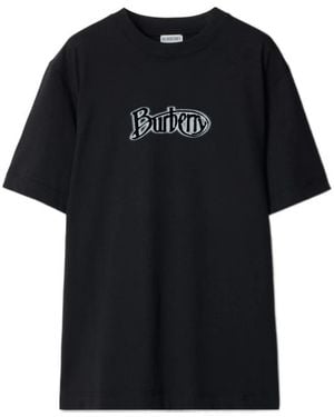 Burberry Logo Printed Crewneck T-Shirt - Black
