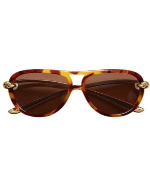 Bottega Veneta Knot Aviator Sunglasses - Brown