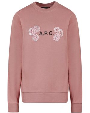 A.P.C. Logo Printed Crewneck Sweatshirt - Pink