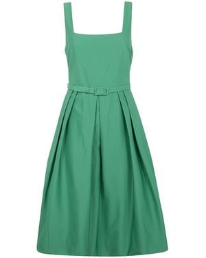 Ralph Lauren Lauren Belted Pleated Dress - Green