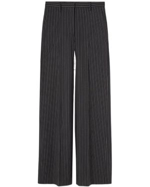 Versace Pinstripe Wide-Leg Casual Trousers - Grey