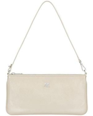 Courreges Logo-Plaque Zipped Pouch - White