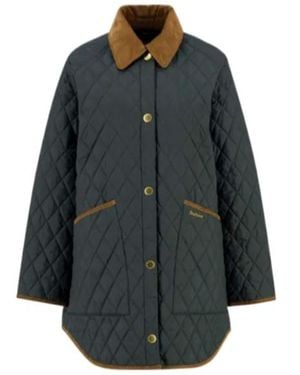 Barbour Liddesdale Logo Embroidered Quilted Coat - Gray