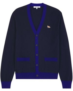 Maison Kitsuné Maison Kitsuné Baby Fox-Patch Button-Up Cardigan - Blue