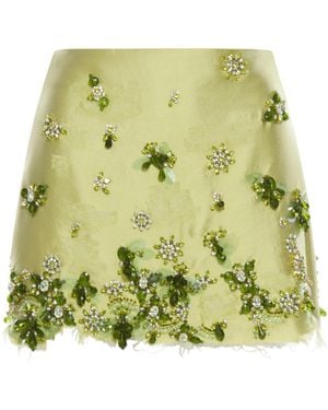 Prada Embellished Raw-Cut Hem Mini Skirt - Green