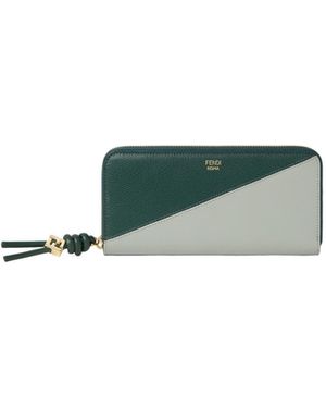 Fendi And Matcha Leather Wallet - Green