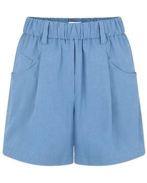 Brunello Cucinelli Monili-Embellished Elastic Waist Shorts - Blue