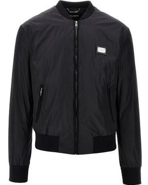 Dolce & Gabbana Logo Plaque Zipped Jacket - Black