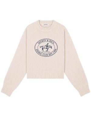Sporty & Rich Riding Club Cropped Knitted Jumper - White