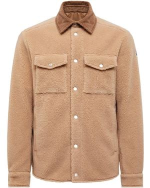Moncler Button-Up Long Sleeved Overshirt - Brown
