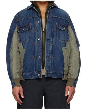 Sacai Patchwork Denim Jacket - Blue